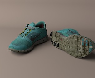 Worn Nike Free Run 3 shoes low poly