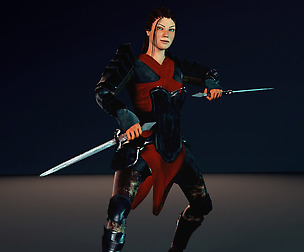 8K Female Warrior PBR Game Ready Animated