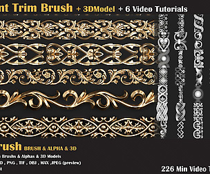 Ornament Trim Brush and 3D Models+6 Video Tuts