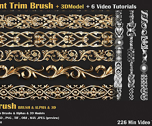 6 Video Tuts + Ornament Trim Brush and 3D Models