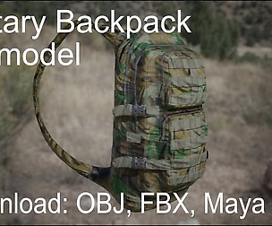 Army Backpack 3D Model + 3 camo maps