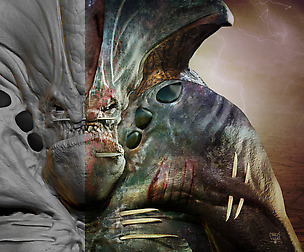 ALIEN CREATURE SCULPT AND PSD COMPOSITE LAYERED