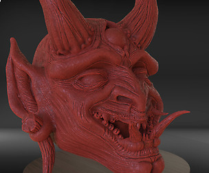 Japanese Oni Mask or Demon Mask Timelapse + Model