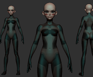Anime Girl Small Highpoly and Base