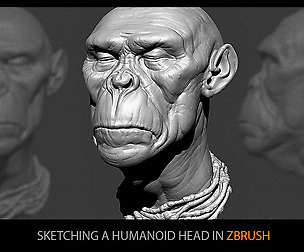 Sketching a humanoid head in ZBrush from scratch