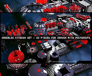 Greebles Kitbash Set - 53 Pieces for zBrush
