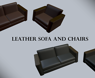 Leather sofa and chairs