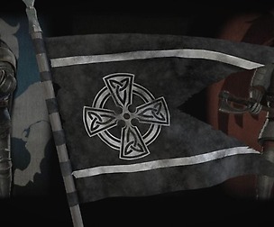 Medieval flag on the spear