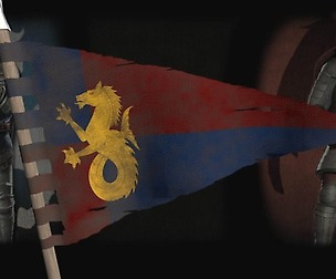Medieval flag on the spear