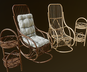 Rocking Chair with Cushion and Side Table