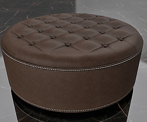 Round Leather Ottoman Footrest