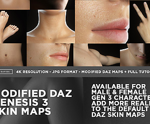 Modified Daz Genesis 3 Skin Maps For Male & Female