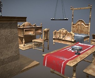 Medieval Bedroom Asset Pack Low-poly 3D model