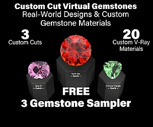 3-Gem Sampler - Custom Gemstones + V-Ray Materials