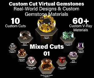 Mixed Cuts 01 - Custom Gemstones + V-Ray Materials