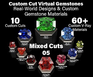 Mixed Cuts 05 - Custom Gemstones + V-Ray Materials