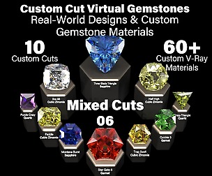 Mixed Cuts 06 - Custom Gemstones + V-Ray Materials