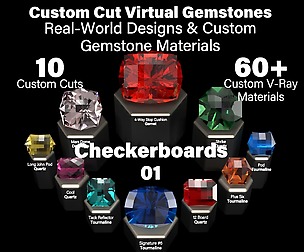 Checkerboards 01 - Custom Gems + V-Ray Materials