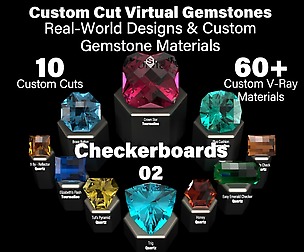 Checkerboards 02 - Custom Gems + V-Ray Materials