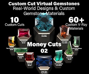 Money Cuts 02 - Custom Gemstones + V-Ray Materials