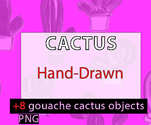 CACTUS hand-drawn - Gouache Illustrations Pack