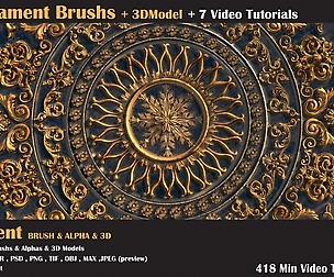 150 Ornament Brush and 3D Models+6Video Tuts-Vol03