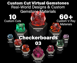 Checkerboards 03 - Custom Gems + V-Ray Materials