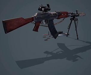 AK-47 Assault Rifle with Scope and Suppressor