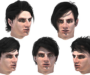 Men's hairstyles, low poly models. 5 options