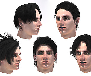 Men's hairs, low poly models. 5 types