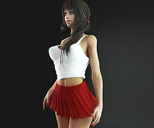 Female rigged schoolgirl, woman figure