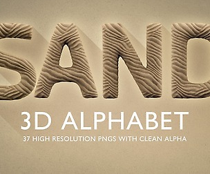 3D Render Set of Sand Alphabet