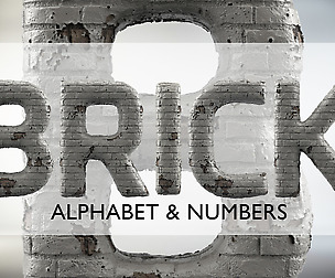 3D Render Set of Grunge White Brick Alphabet
