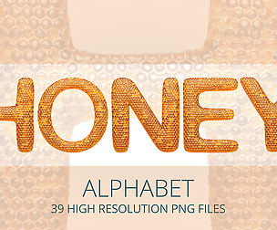 3D Render Set of Honey Alphabet