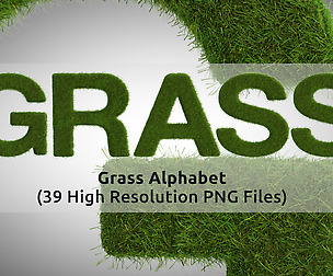 3D Render Set of Grass Alphabet