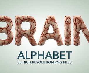 Brain Alphabet 3D Render Set