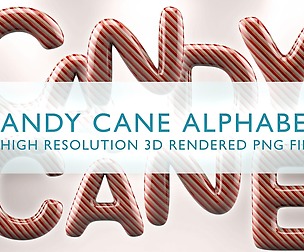 Candy Cane Alphabet 3D Render Set