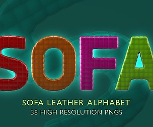 Sofa Leather Alphabet 3D Render Set