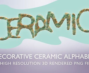 Decorative Ceramic Alphabet 3D Render Set
