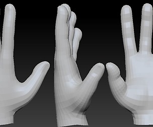 Hand with retopology