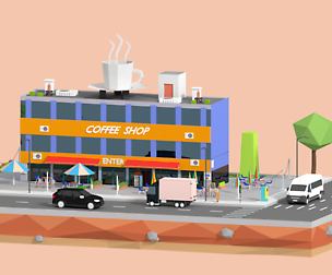 Low Poly Corner Coffee