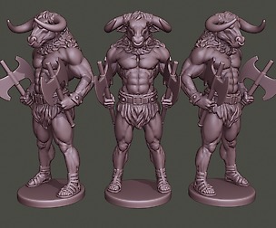 Minotaur Warrior Stand two Axes