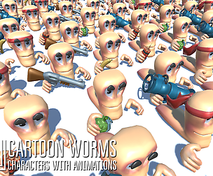 Cartoon worms - characters with animations