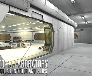 Sci-fi laboratory - modular interior and props