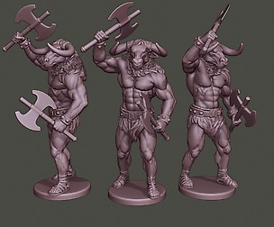 Minotaur Warrior Stand2 two Axes