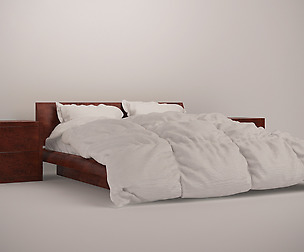 Wooden Bed set with Duvet and Pillows