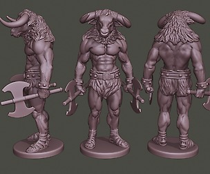 Minotaur Warrior Stand3 two Axes