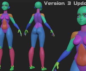Stylized Female Primitives for Highpoly Art