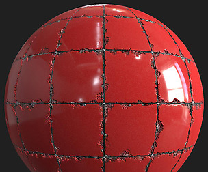 Damaged Red Tile Floor - PBR Substance