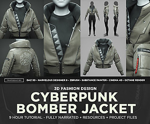 Cyberpunk Bomber Jacket - 3D Fashion Design Course